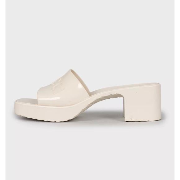 Gucci White Rubber Logo Slides Size 37 - Picture 1 of 5